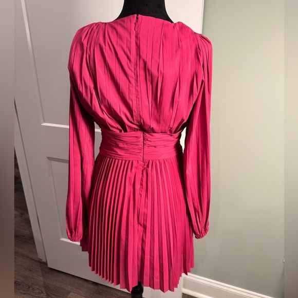 Aureta X Anthropologie Pleated Long-Sleeve V-Neck Dress lined - Picture 5 of 12